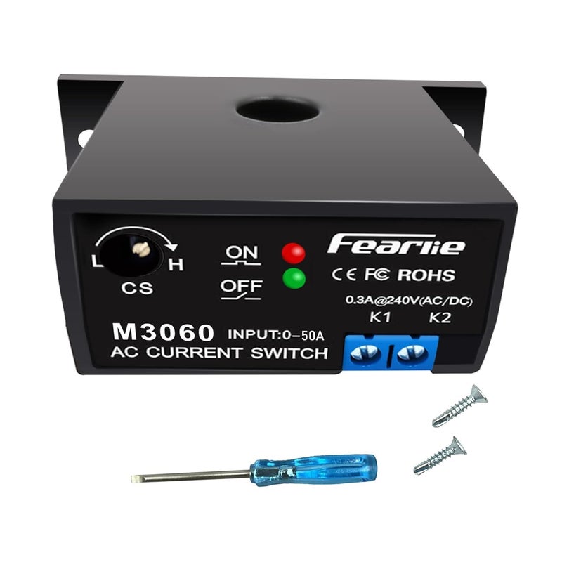 nodehawk Current Sensing Switch/Relay AC Current Sensing Switch 0-50A Normally Open Current Sensor Monitoring Relay,Linkage PLC Signal,Overload Controller(M3060) - Image 1